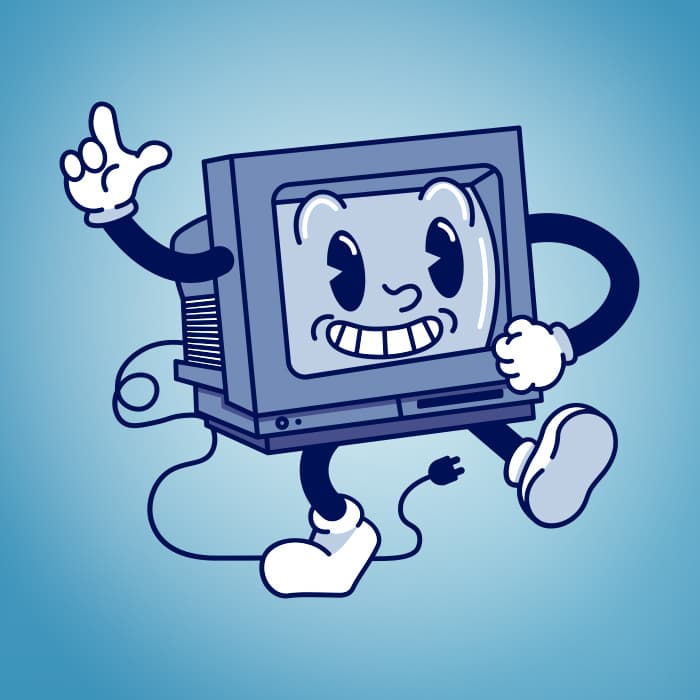 Graphic of a personalized computer on a blue background