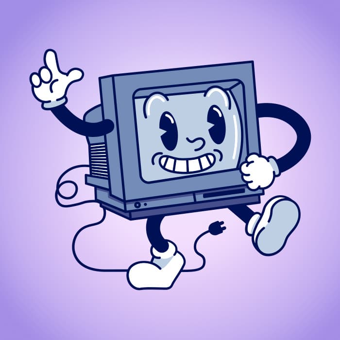 Graphic of a personalized computer on a pink background
