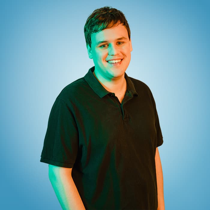 Graphic of a personalized computer on a blue background