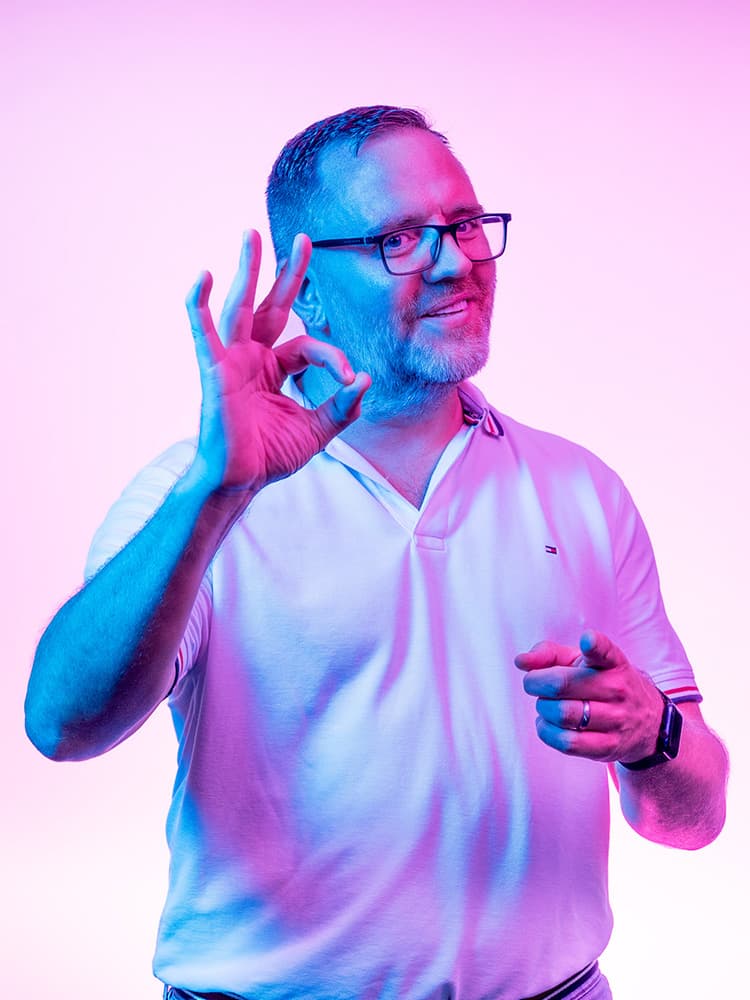 man shows Ok with his fingers